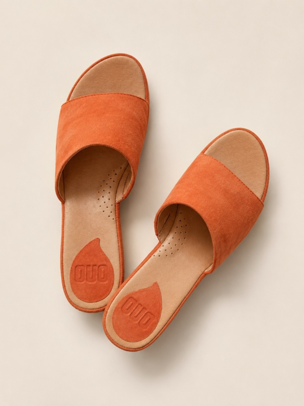 ONO Leather Slide Sandals Coral Peach Suede Open Toe Comfort Low Heel Size 7M